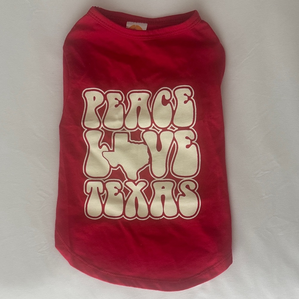 “Peace Love TEXAS” Red Small Dog Shirt